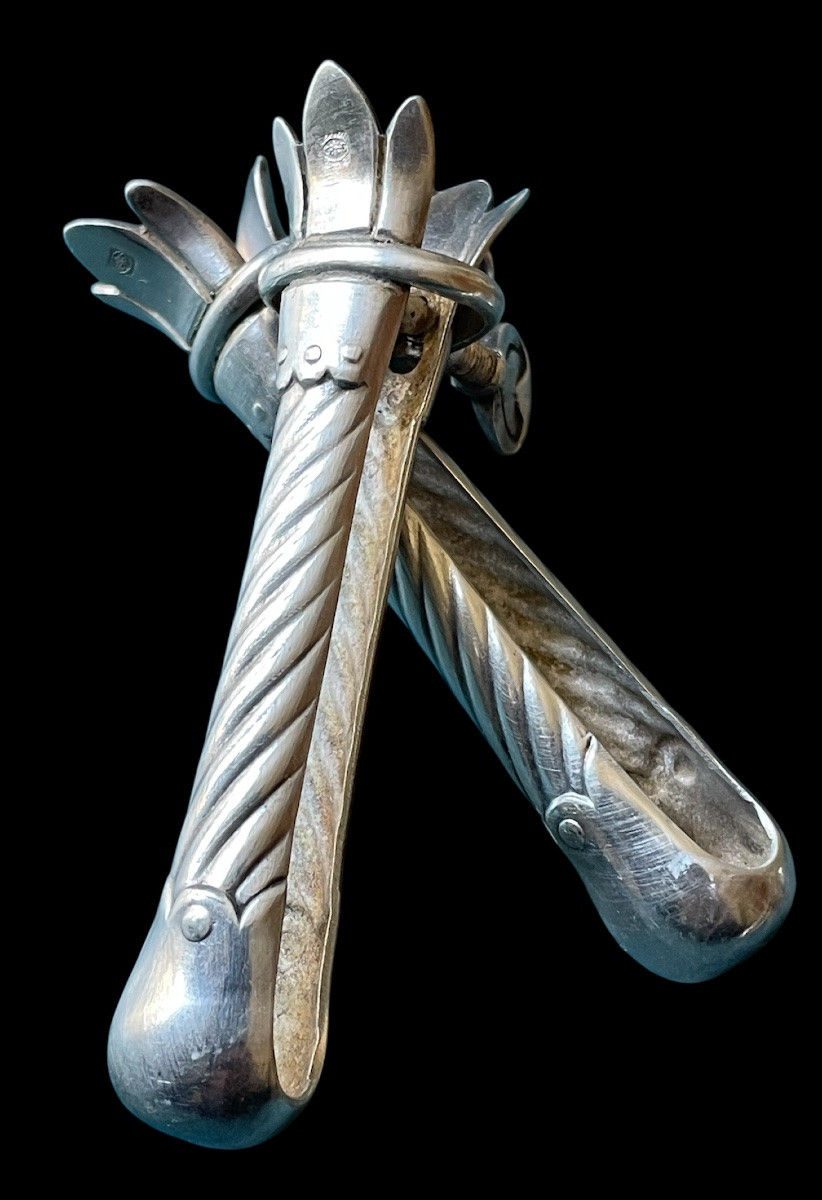 Set Of 6 Chopped Sleeve Knobes By The Goldsmith Caylar And Bayard 1920-1930 Silver Plated -photo-2