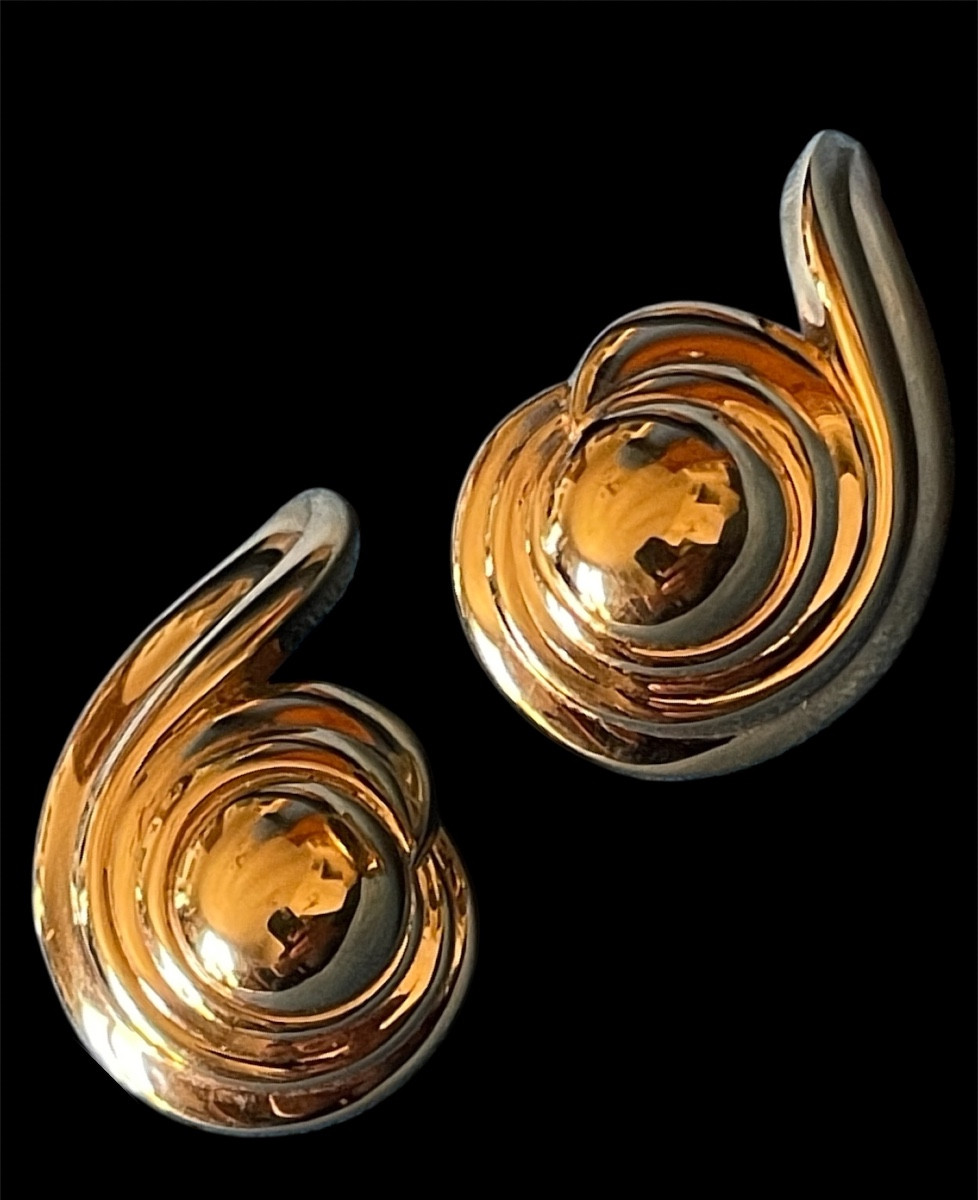 Nina Ricci Necklace And Clip Set In Gold-plated Metal, Vintage Couture Jewelry-photo-2
