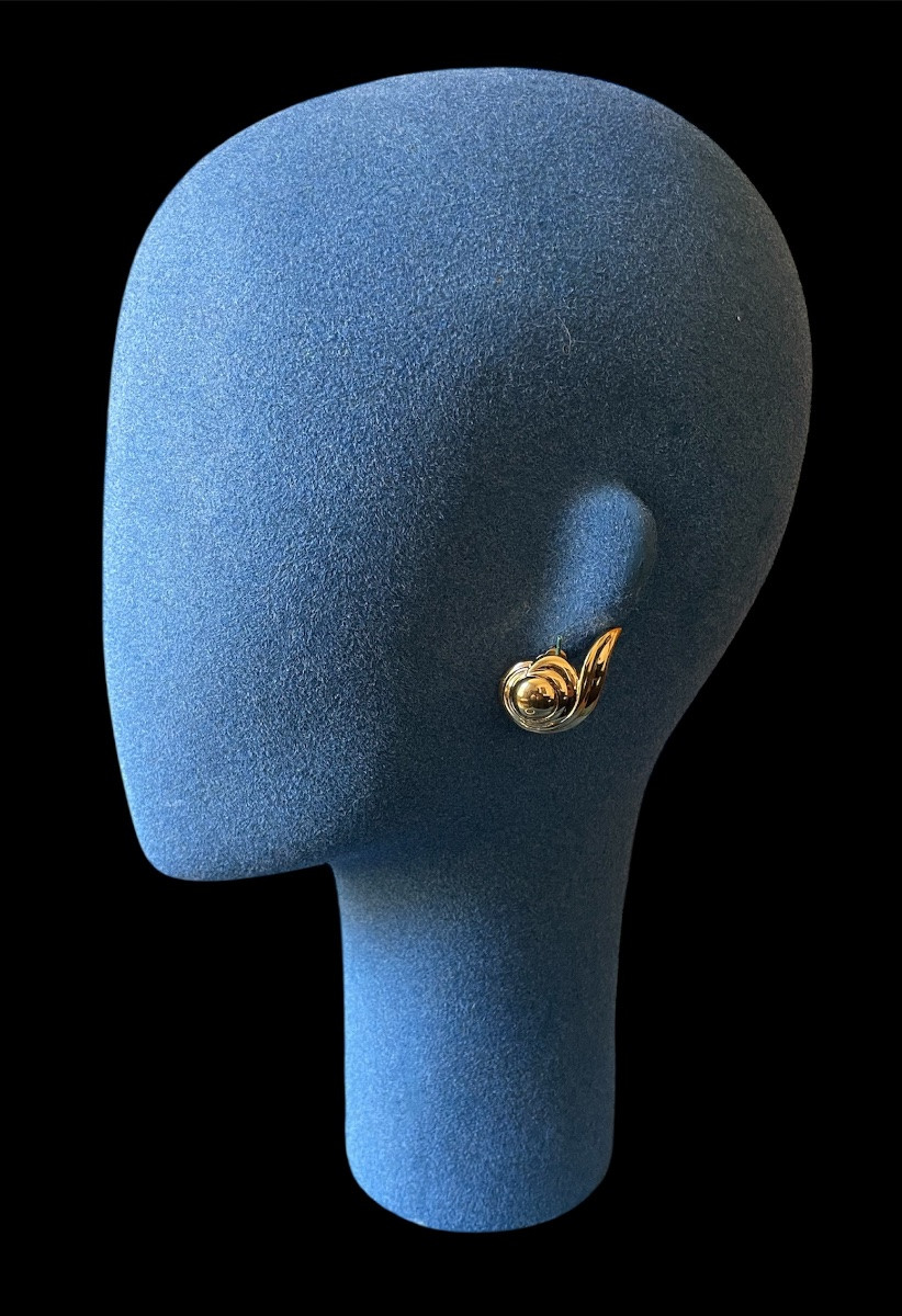 Nina Ricci Necklace And Clip Set In Gold-plated Metal, Vintage Couture Jewelry-photo-1