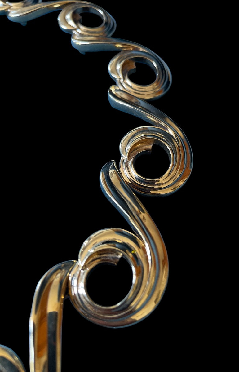 Nina Ricci Necklace And Clip Set In Gold-plated Metal, Vintage Couture Jewelry-photo-4