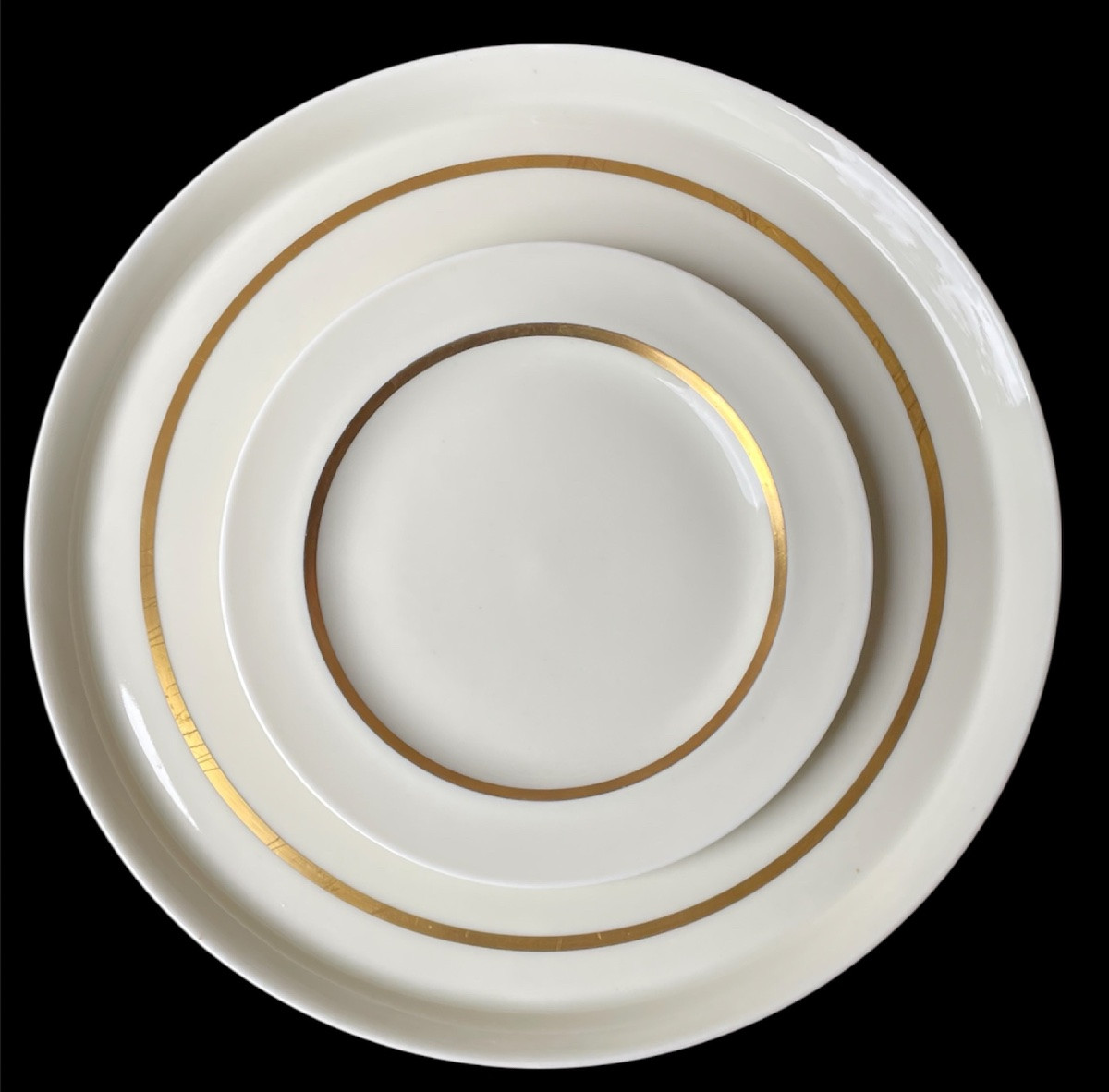 SERVICE À DESSERT EN PORCELAINE DE LIMOGES DE LA MAISON A.VIGNAUD BORDURE DORÉE LIMOGES FRANCE-photo-3