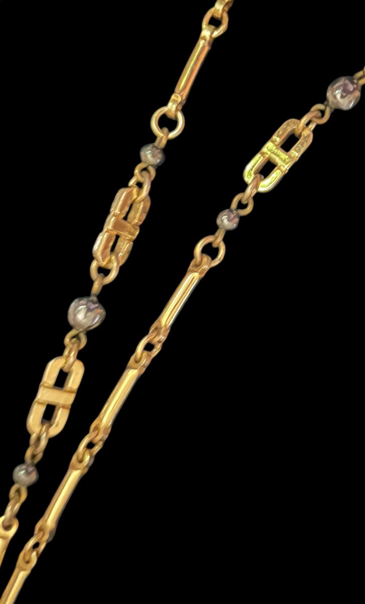 Vintage 1970s Gold-plated Metal Necklace By Ungaro, Emmanuel Ungaro Couture Jewelry -photo-1