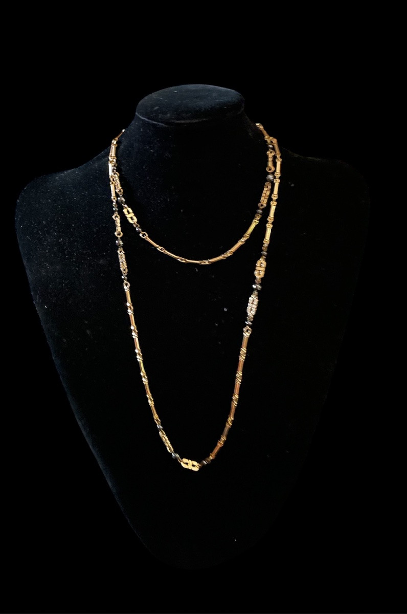 Vintage 1970s Gold-plated Metal Necklace By Ungaro, Emmanuel Ungaro Couture Jewelry -photo-7