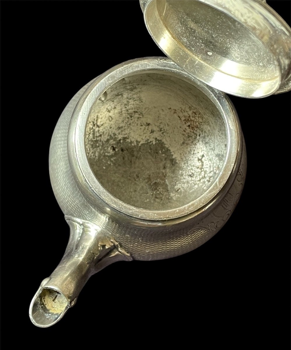 THÉIÈRE ÉGOISTE EN MÉTAL ARGENTÉ DE L'ORFÈVRE KRUPP BERNDORF GRAVÉE D'UNE COURONNE IMPÉRIALE -photo-4