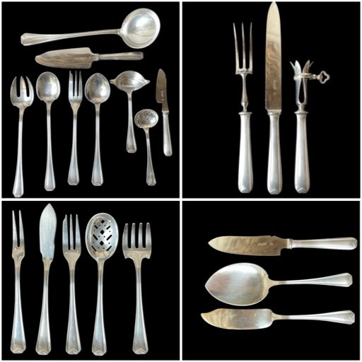 MÉNAGÈRE DE LA MAISON CHRISTOFLE  144 PIÈCES  MODÈLE CHEVRON PAR LUC LANEL  EN MÉTAL ARGENTÉ  -photo-2