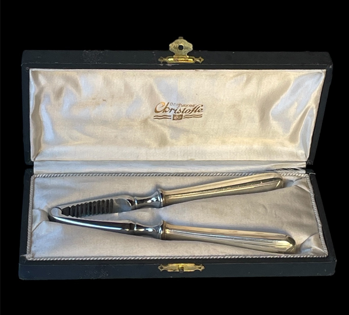 CASSE-NOIX EN MÉTAL ARGENTÉ DE LA MAISON CHRISTOFLE MODÈLE CHEVRON PAR LUC LANEL ART DÉCO -photo-5