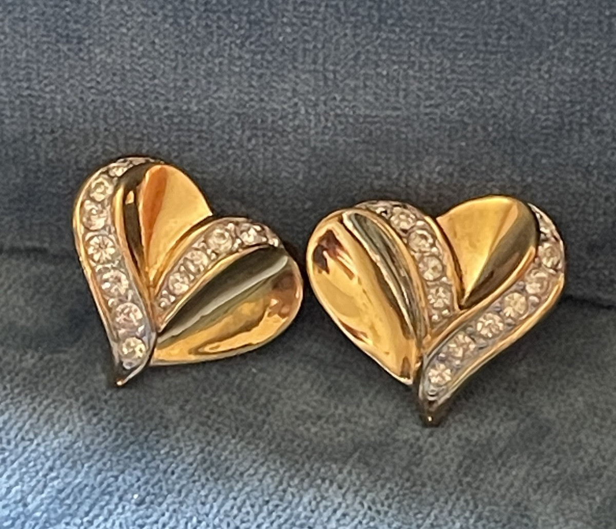 BOUCLES D'OREILLES CLIPS NINA RICCI EN MÉTAL DORÉ ET STRASS  VINTAGE BIJOUX ESPRIT COUTURE-photo-3