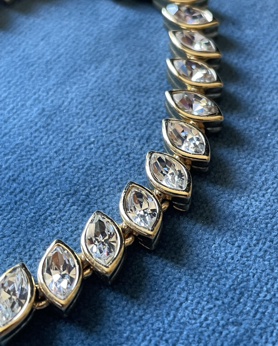 Nina Ricci Couture Bracelet In Gold-plated Metal And Rhinestones - Vintage Style Jewelry-photo-4