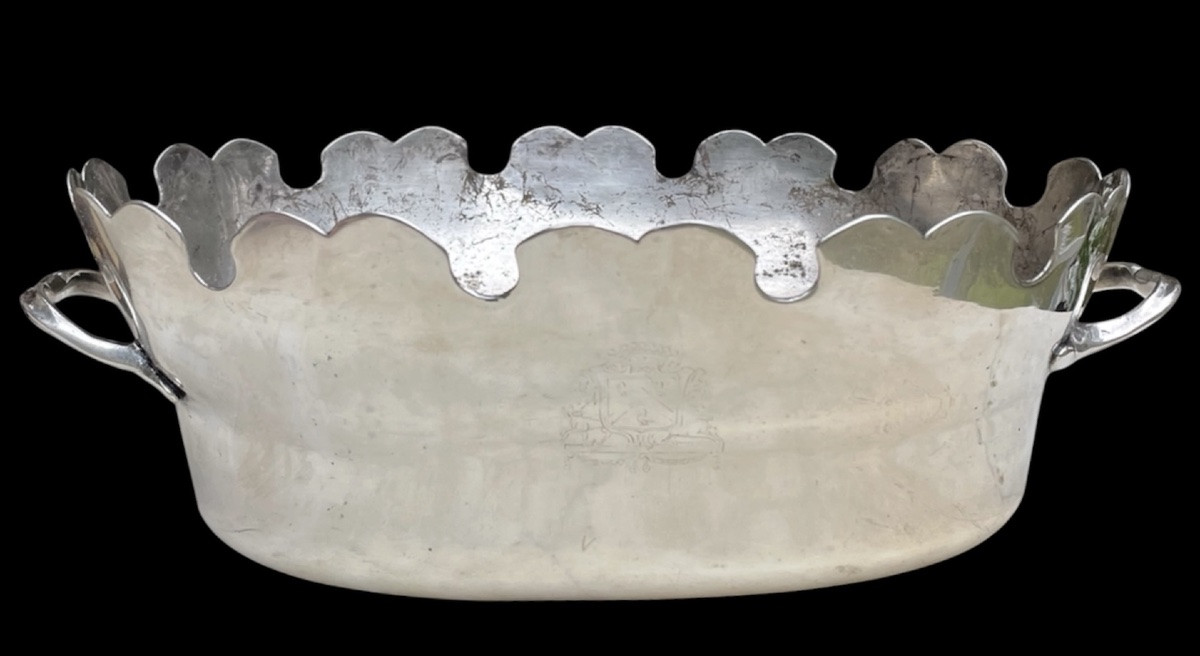 VERRIÈRE AUX ARMES  DU COMTE DE LAISTRE ET DE FONTENAY  MAISON CHRISTOFLE  ARMOIRIES BLASON -photo-2