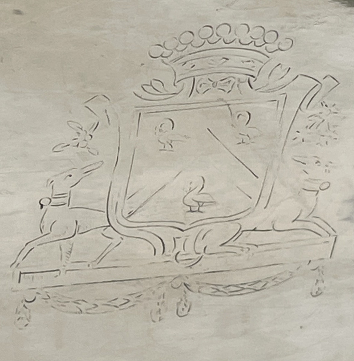 VERRIÈRE AUX ARMES  DU COMTE DE LAISTRE ET DE FONTENAY  MAISON CHRISTOFLE  ARMOIRIES BLASON -photo-3