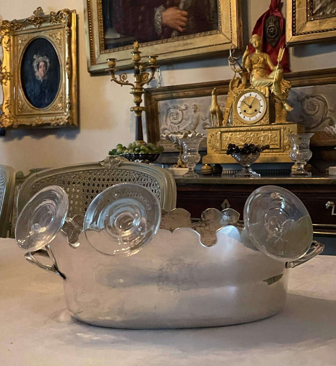 VERRIÈRE AUX ARMES  DU COMTE DE LAISTRE ET DE FONTENAY  MAISON CHRISTOFLE  ARMOIRIES BLASON -photo-5