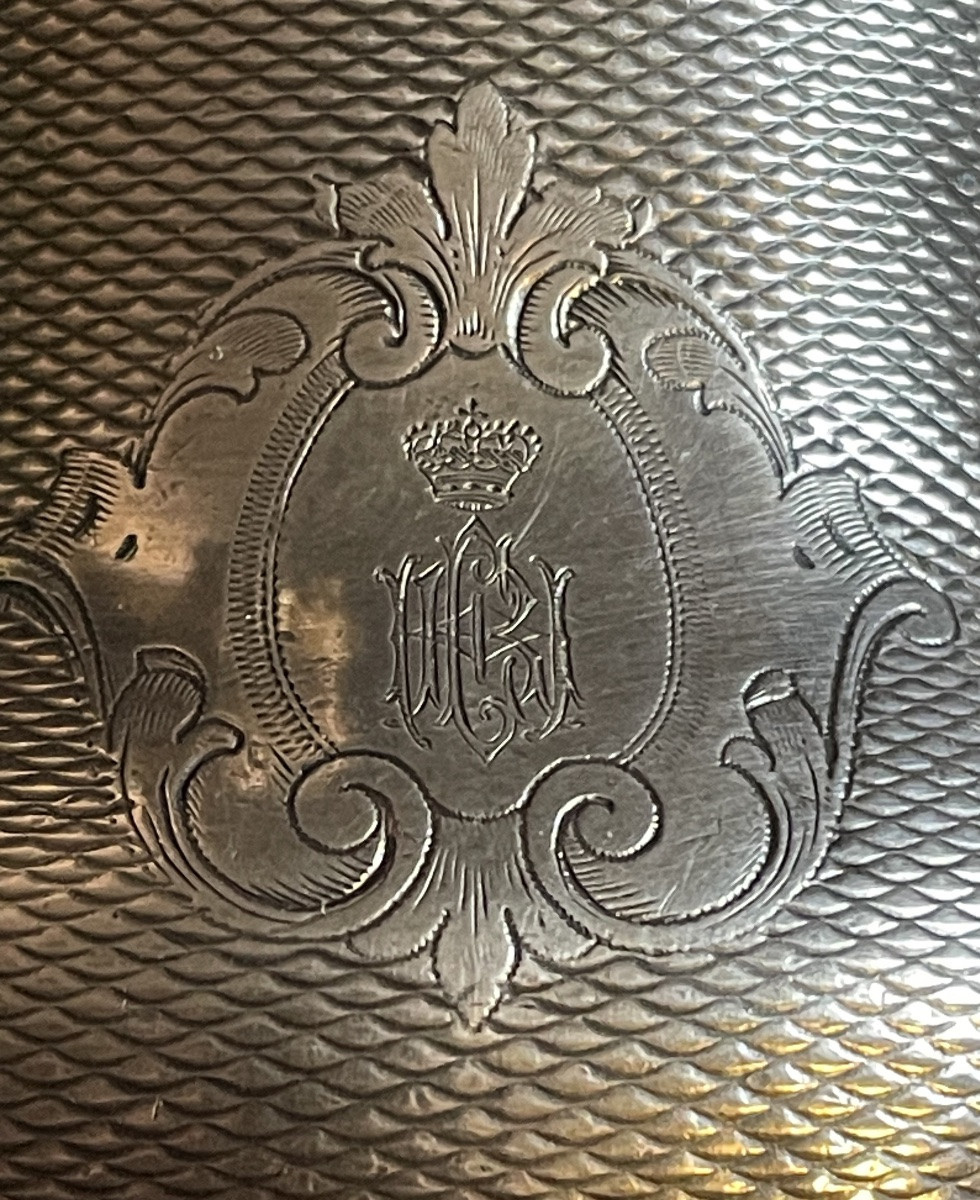 THÉIÈRE ÉGOISTE AUX CHIFFRES  D'HENRI V COMTE DE CHAMBORD SOUVENIR HISTORIQUE NOBLE COURONNE-photo-4