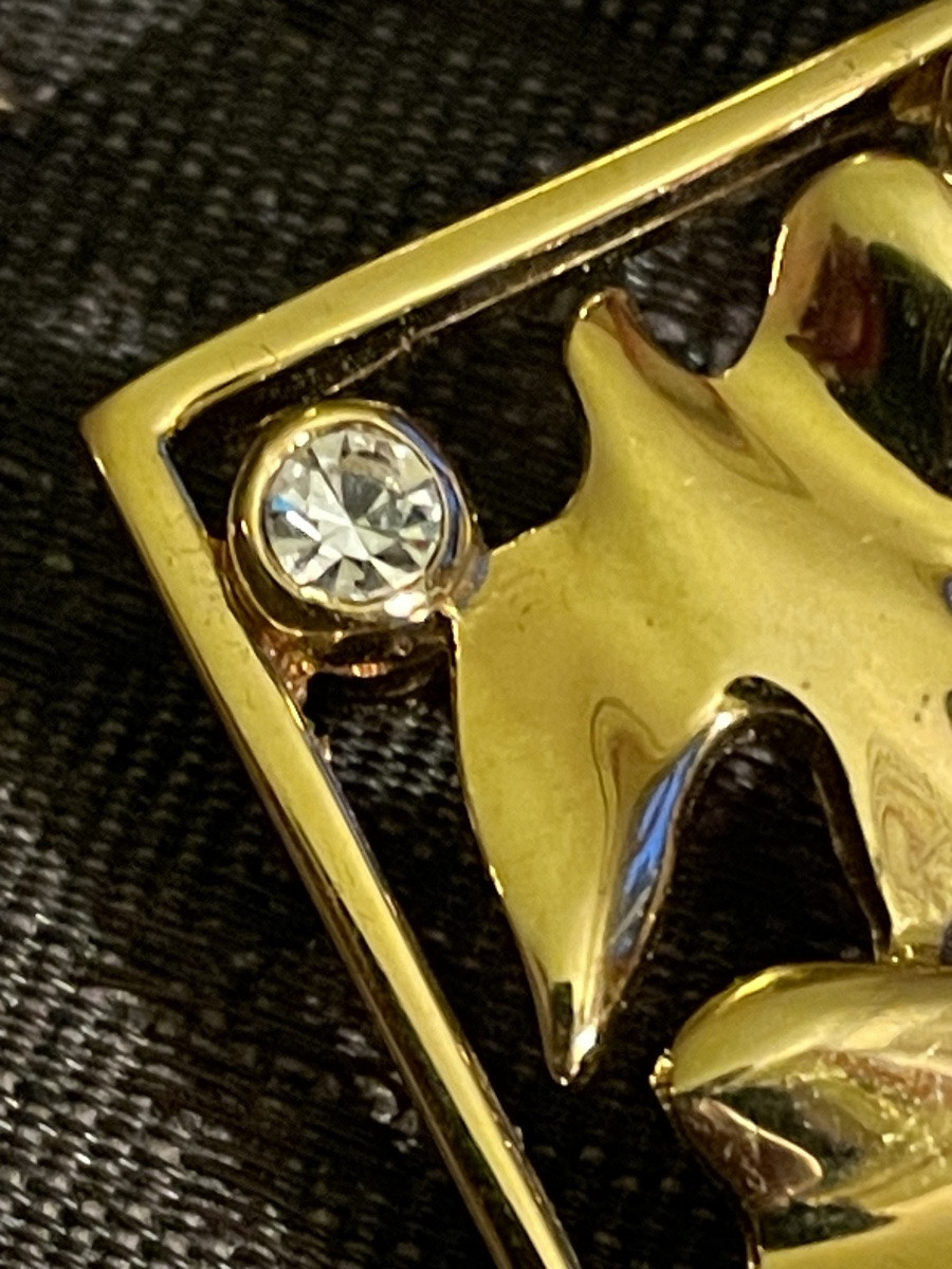 BROCHE DE LA MAISON NINA RICCI BIJOU ESPRIT COUTURE  EN MÉTAL DORÉ ET STRASS  VINTAGE-photo-4