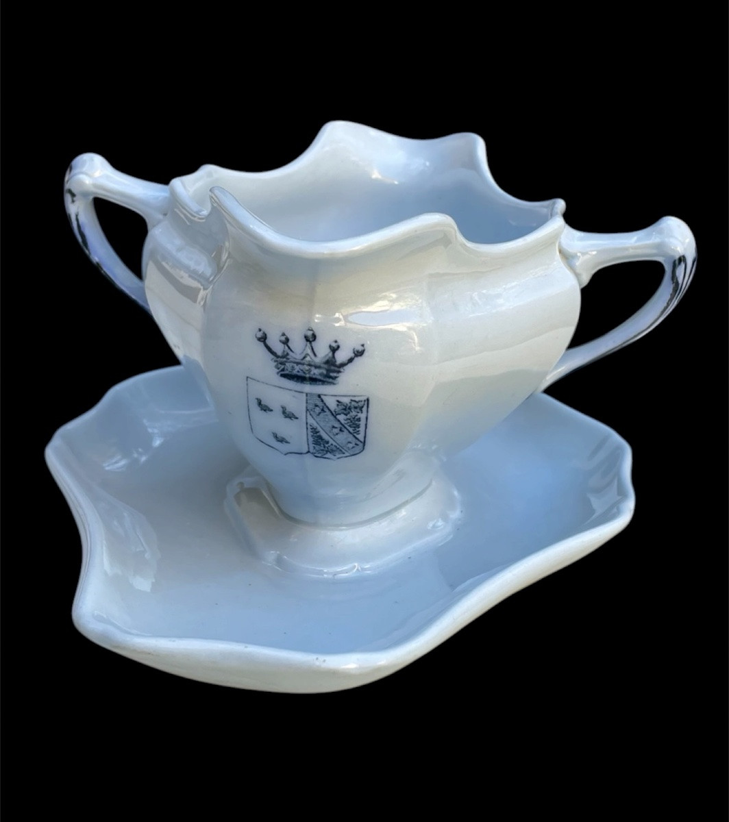  Saucière Armoiries Vicomte Gentet De La Chesneliere & Mareschal De Charentenay Noble Family-photo-2