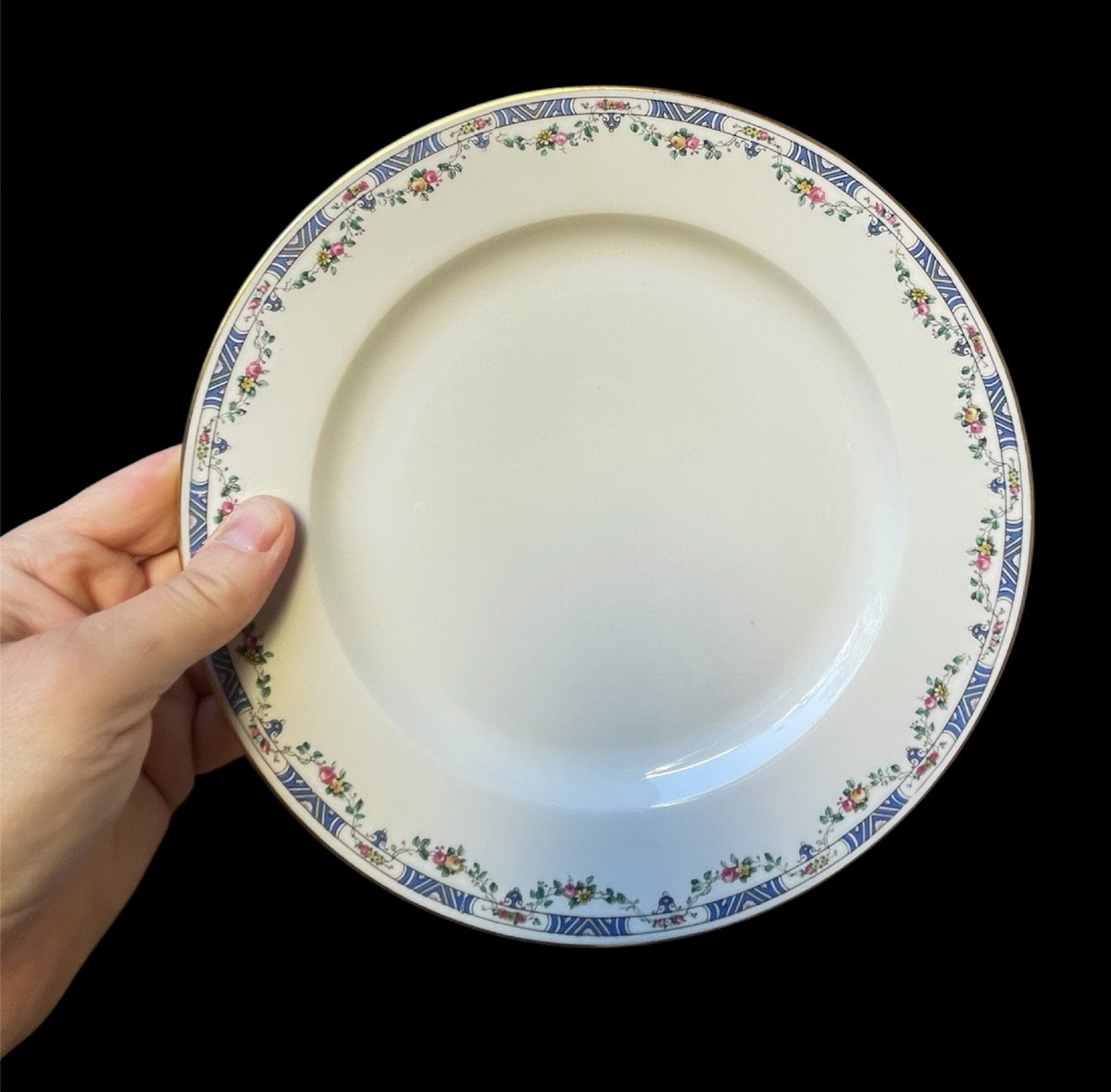 SERVICE  DE TABLE DE LA MAISON RAYNAUD EN PORCELAINE DE LIMOGES LISERÉ DORÉ GUIRLANDE DE FLEURS-photo-3