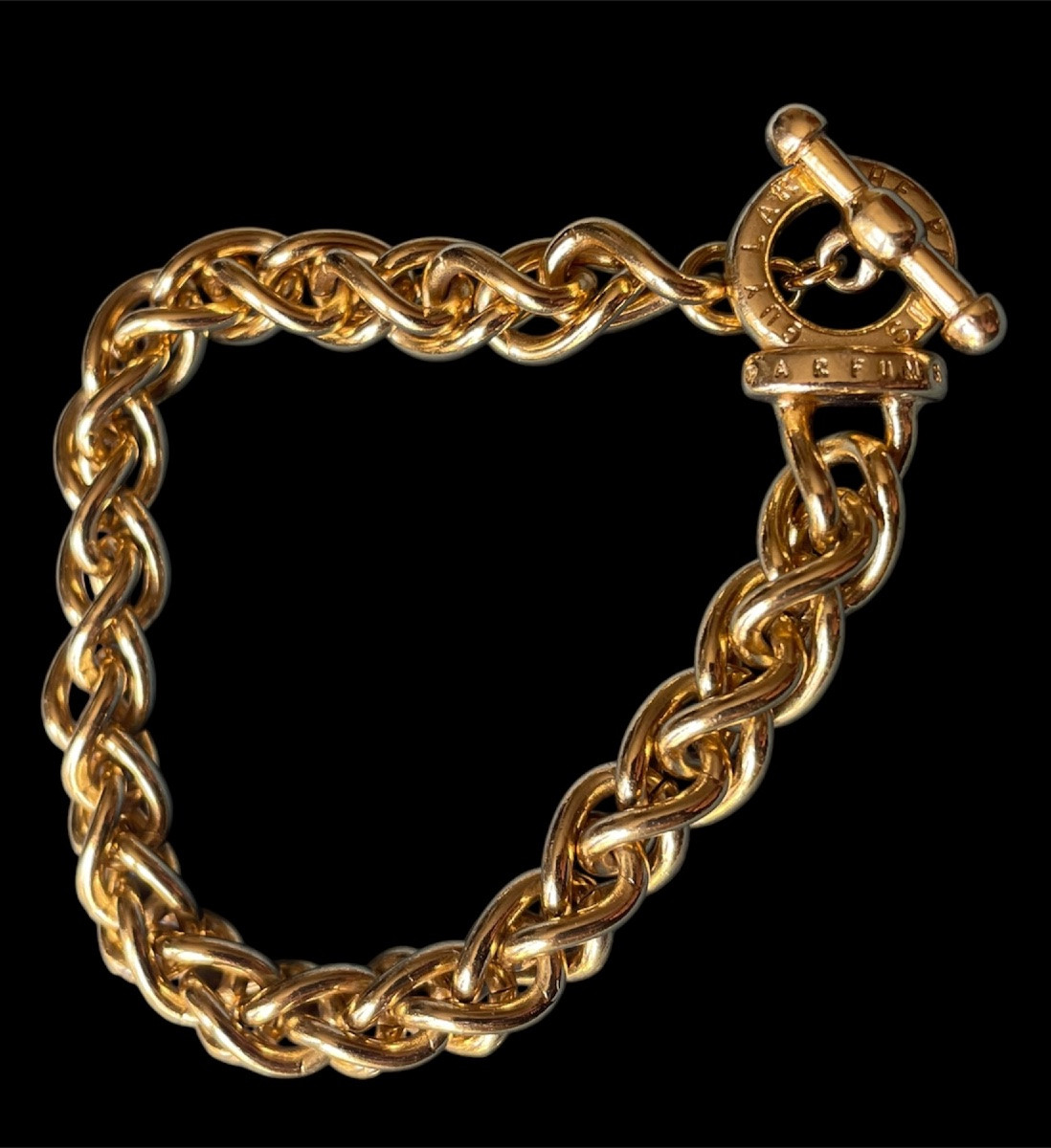 Guy Laroche Couture Bracelet In Gold-plated Metal With Large Vintage Links-photo-4