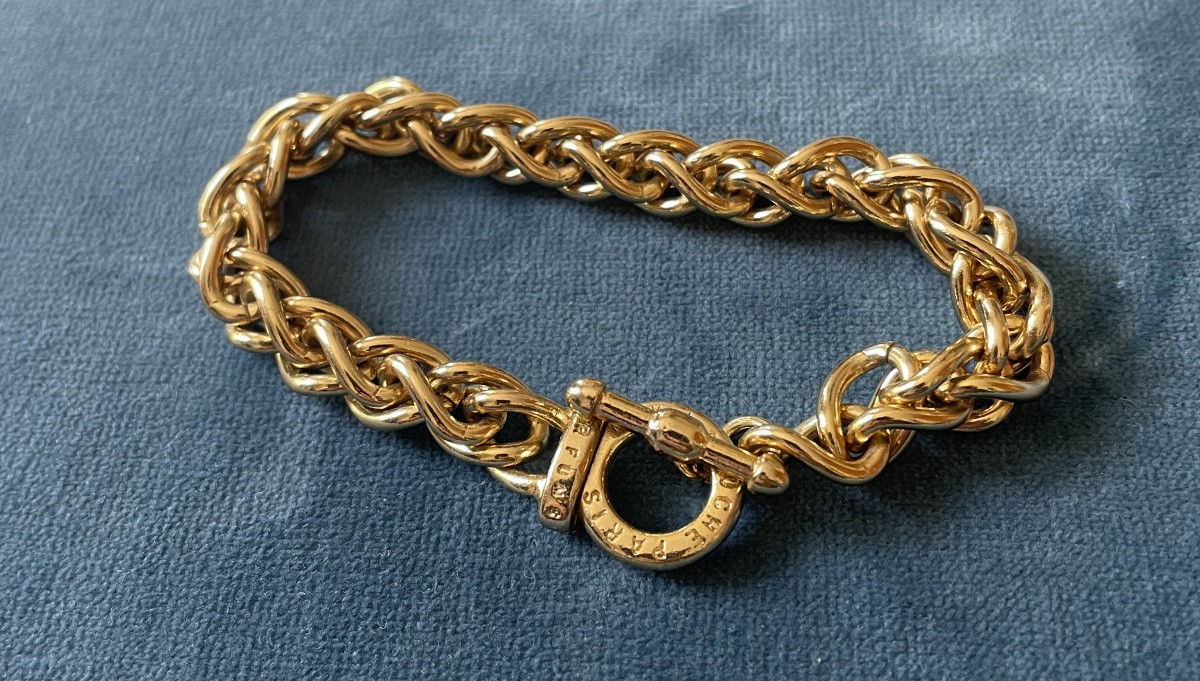 Guy Laroche Couture Bracelet In Gold-plated Metal With Large Vintage Links-photo-5
