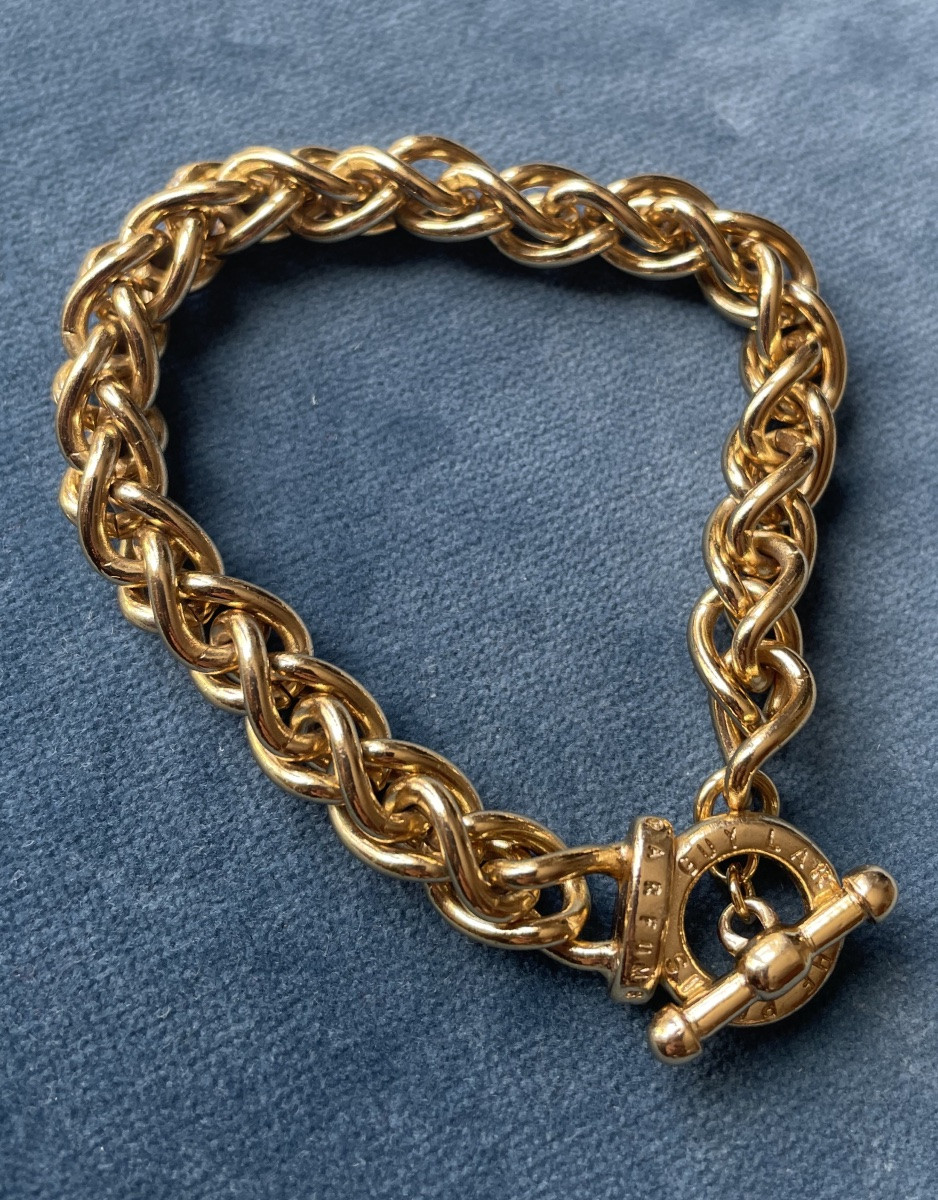 Guy Laroche Couture Bracelet In Gold-plated Metal With Large Vintage Links-photo-7