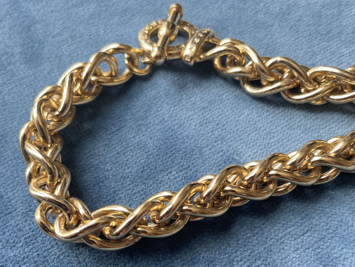 Guy Laroche Couture Bracelet In Gold-plated Metal With Large Vintage Links-photo-8