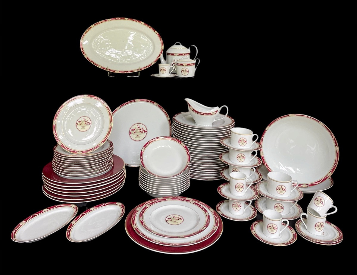 SERVICE DE TABLE DE LA MAISON PHILIPPE DESHOULIÈRES MODÈLE AMBOISE PORCELAINE DE LIMOGES FRANCE-photo-3