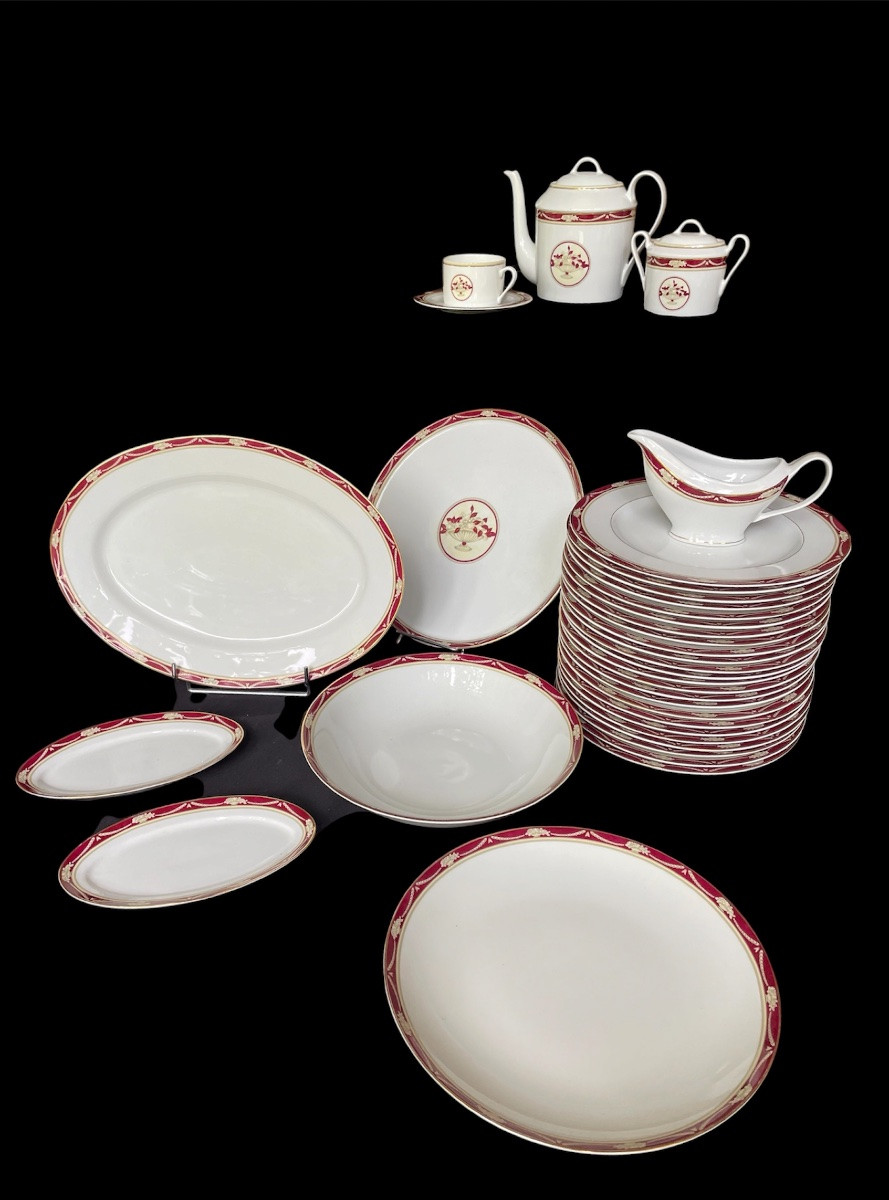 SERVICE DE TABLE DE LA MAISON PHILIPPE DESHOULIÈRES MODÈLE AMBOISE PORCELAINE DE LIMOGES FRANCE-photo-8