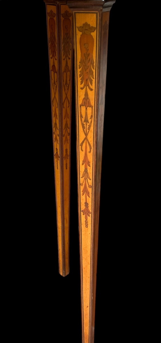 CONSOLE DEMI-LUNE MARQUETÉE TRAVAIL ITALIEN DU XIX ÈME SIÈCLE DANS LE GOÛT NÉO-CLASSIQUE-photo-6