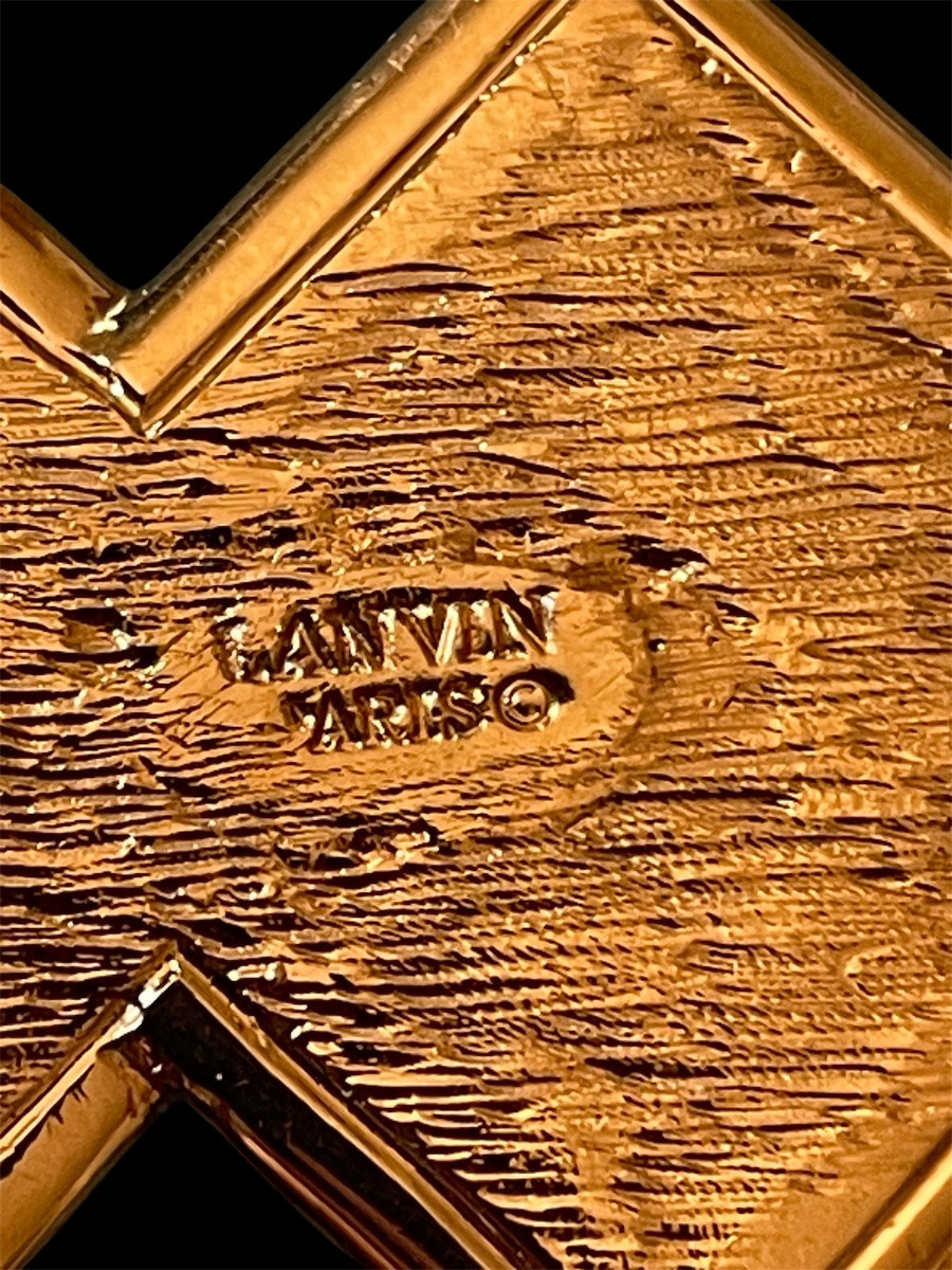BROCHE DE LA MAISON LANVIN PARIS GÉOMÉTRIQUE ÉMAIL ROUGE ET MÉTAL DORÉ-photo-2