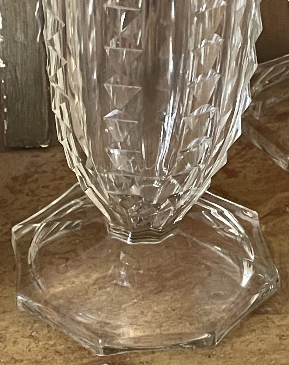 PAIRE DE VASES ART DÉCO  EN CRISTAL TAILLÉ VERS 1920 -1930  -photo-3