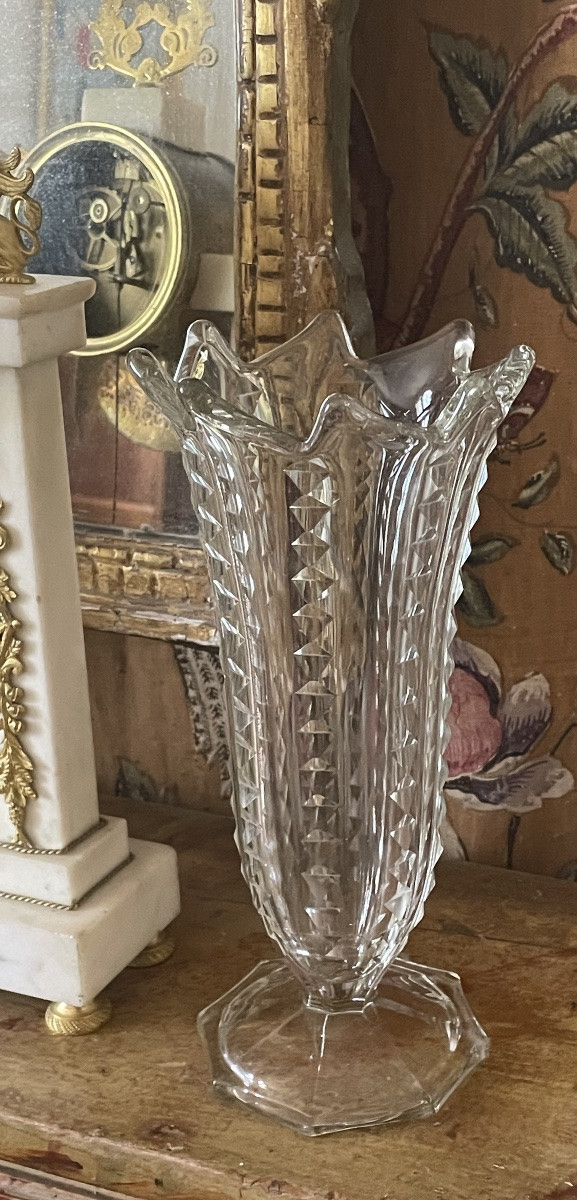 PAIRE DE VASES ART DÉCO  EN CRISTAL TAILLÉ VERS 1920 -1930  -photo-5