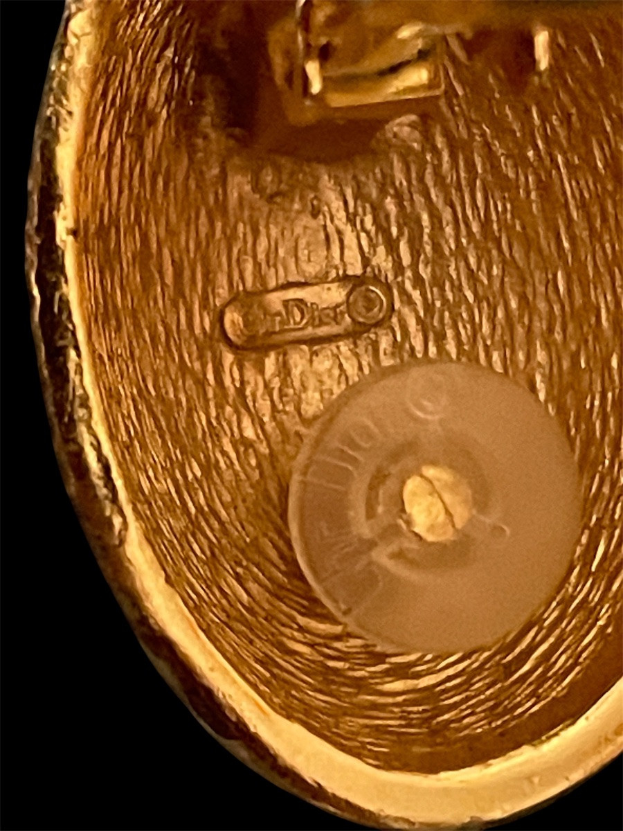 Couture Clip Earrings From The House Of Christian Dior In Gold-plated Metal 1970-1980-photo-7