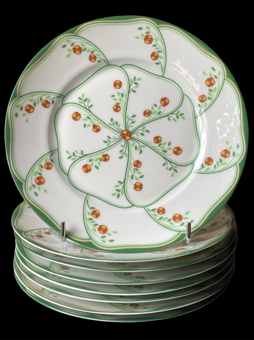 SÉRIE DE 8  ASSIETTES À GÂTEAU MODÈLE LOTUS  DE LA  MAISON HAVILAND  PORCELAINE  -photo-6