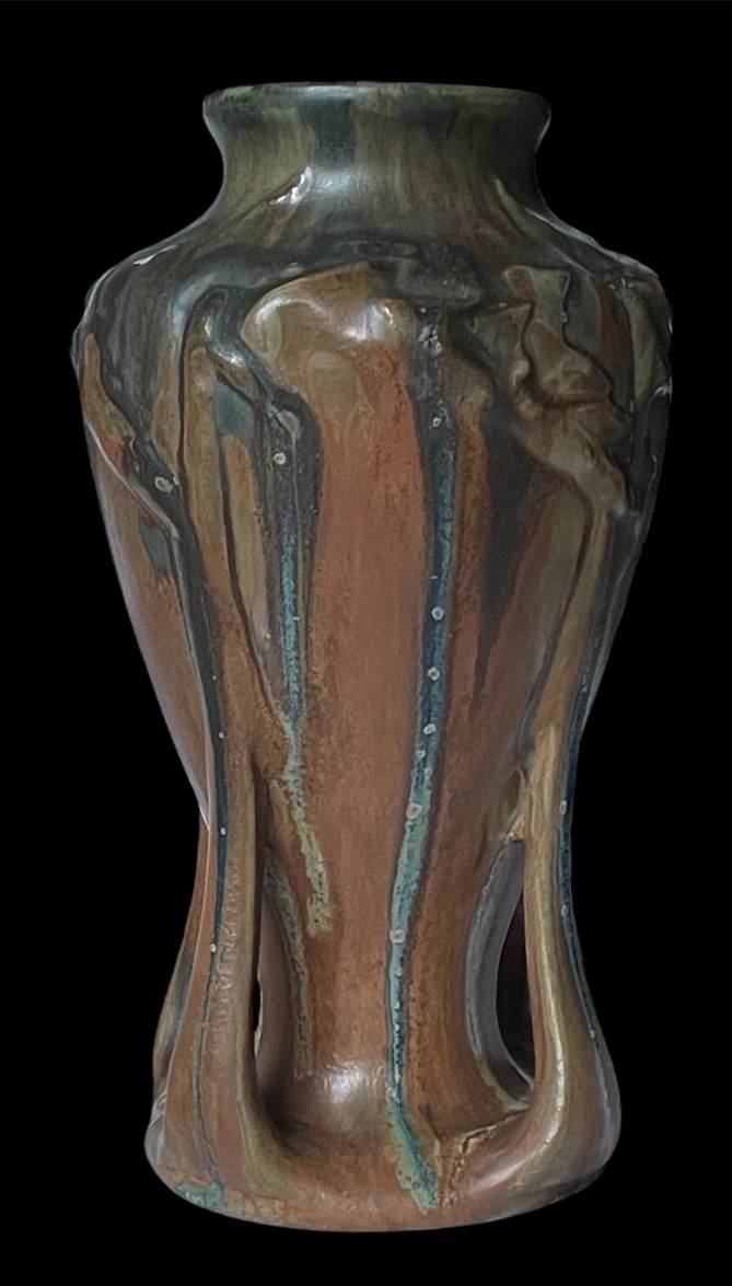 Denbac Vase In Flamed Stoneware With Coulure Decoration Art Nouveau Organic Shapes-photo-3
