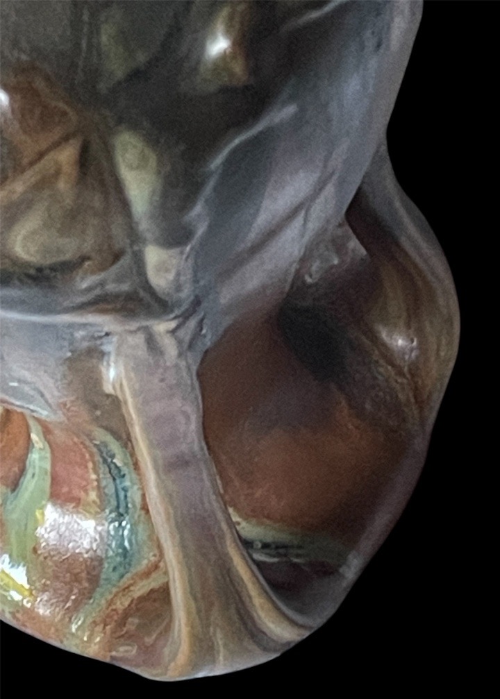 Denbac Vase In Flamed Stoneware With Coulure Decoration Art Nouveau Organic Shapes-photo-6