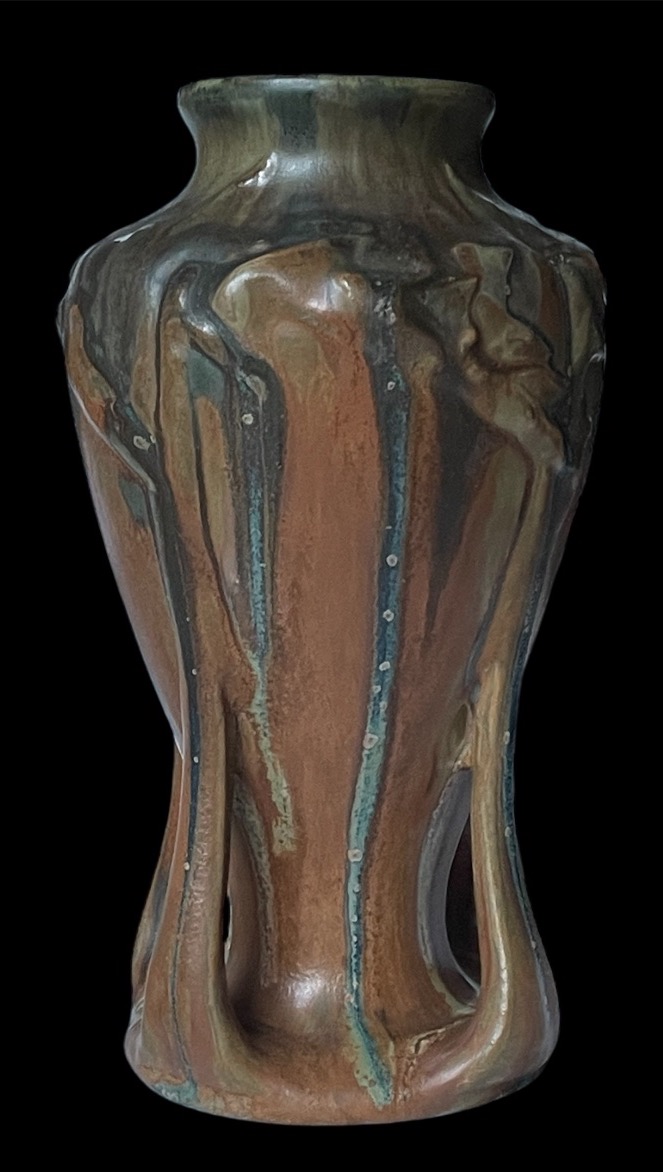 Denbac Vase In Flamed Stoneware With Coulure Decoration Art Nouveau Organic Shapes-photo-8
