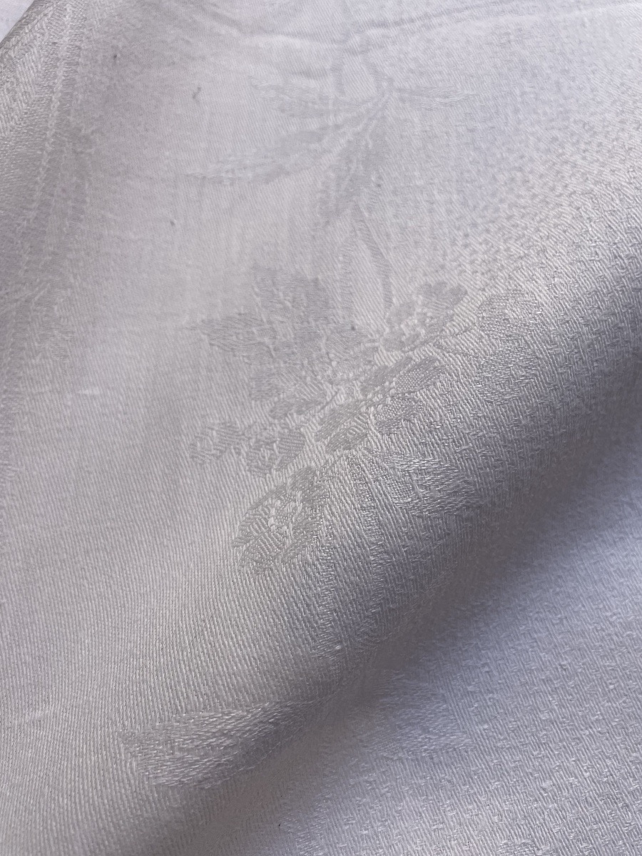 NAPPE DAMASÉE RECTANGULAIRE COURONNE COMTALE SUR UN MONOGRAMME OP COMTE NOBLESSE ARISTOCRATIE -photo-4