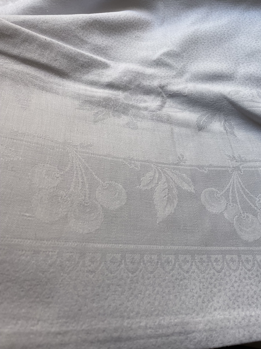 NAPPE DAMASÉE RECTANGULAIRE COURONNE COMTALE SUR UN MONOGRAMME OP COMTE NOBLESSE ARISTOCRATIE -photo-2