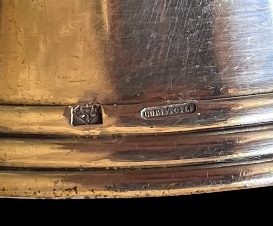 ROND DE SERVIETTE ARMOIRIÉ CHRISTOFLE EN MÉTAL ARGENTÉ CHIFFRE HM SOUS COURONNE DE VICOMTE XIXE-photo-3