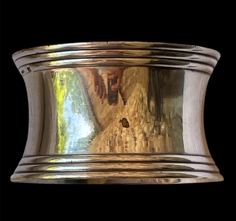 ROND DE SERVIETTE ARMOIRIÉ CHRISTOFLE EN MÉTAL ARGENTÉ CHIFFRE HM SOUS COURONNE DE VICOMTE XIXE-photo-5