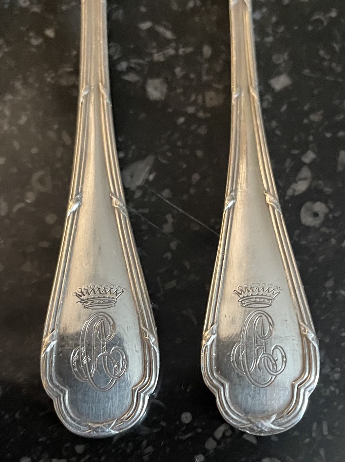 Silver-plated Moka Spoons From Ercuis, Featuring The Comtale Crown, Nobility, And The Title Of Count -photo-4