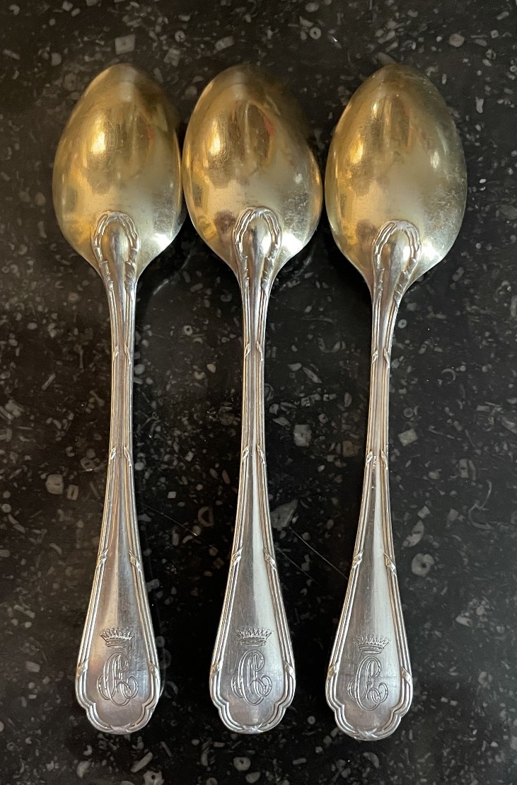 Silver-plated Moka Spoons From Ercuis, Featuring The Comtale Crown, Nobility, And The Title Of Count -photo-1