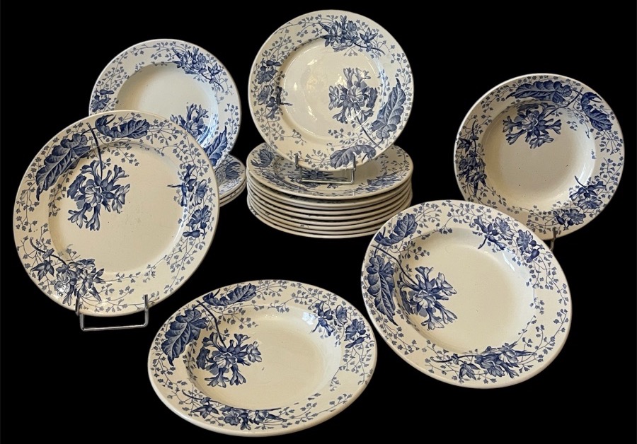 Set Of 19 Creil & Montereau Earthenware Plates, -photo-2