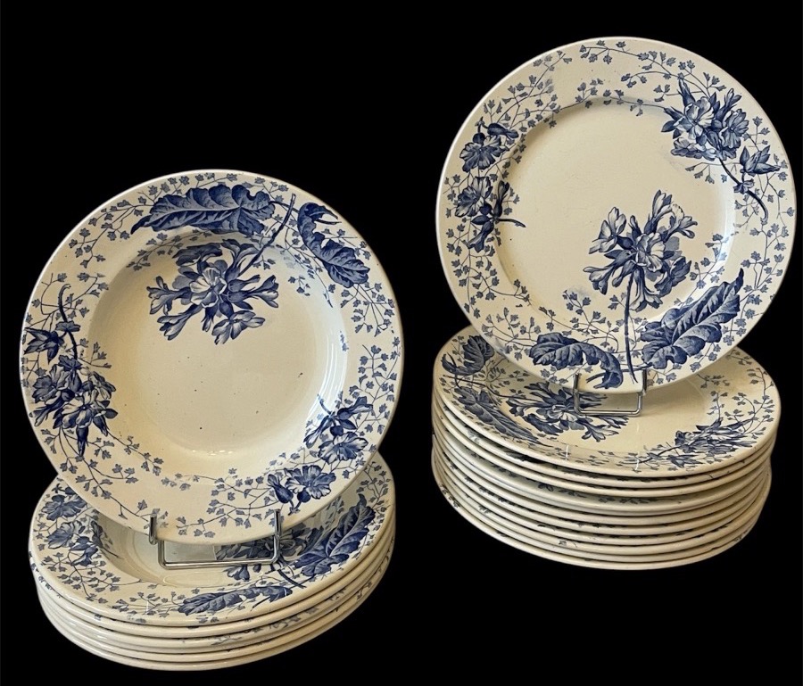 Set Of 19 Creil & Montereau Earthenware Plates, -photo-3