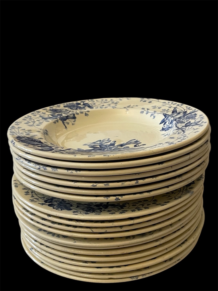Set Of 19 Creil & Montereau Earthenware Plates, -photo-6