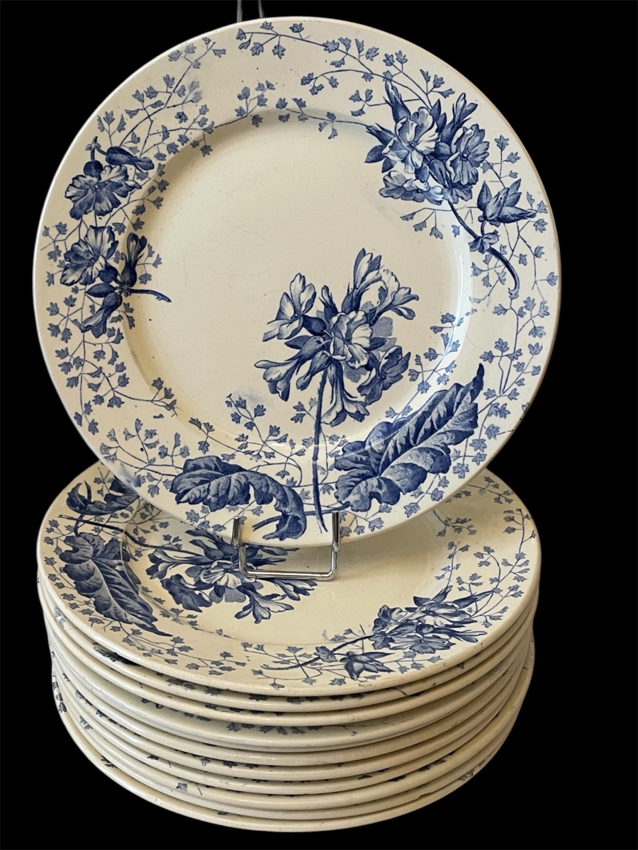 Set Of 19 Creil & Montereau Earthenware Plates, -photo-8