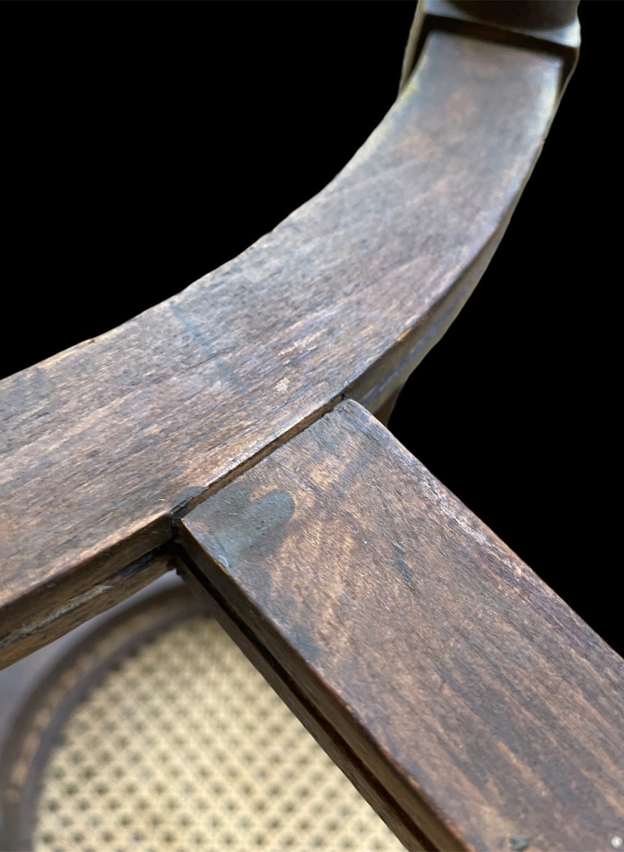 Louis XVI-style Piano Bench In Stained Beech With Canned Seat, Coffee Table End -photo-2