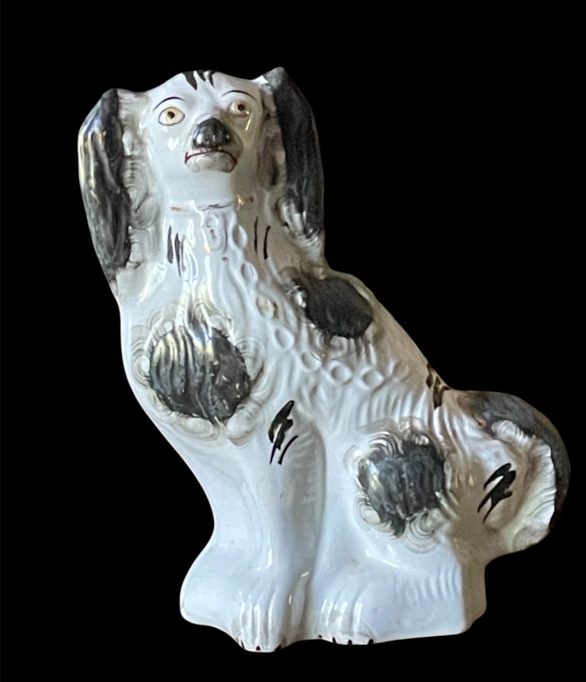 PAIRE DE CHIENS EN CÉRAMIQUE STAFFORDSHIRE ANGLETERRE XIXᵉ SIÈCLE ÉPOQUE VICTORIENNE -photo-2