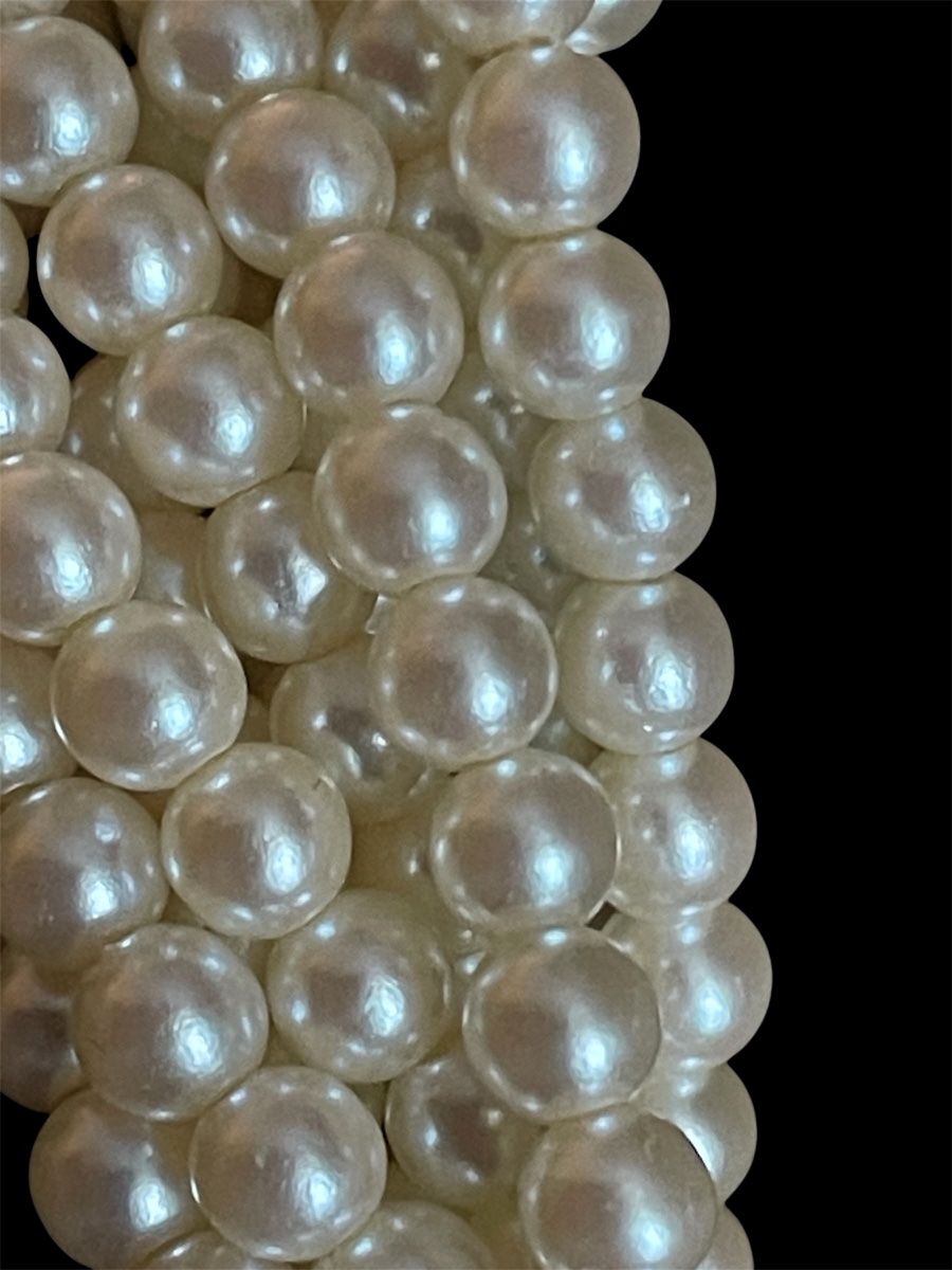 COLLIER  DE LA MAISON ESCADA MULTIRANGS DE PERLES FANTAISIE ET MOTIF FLORAL VERS 1990-photo-7