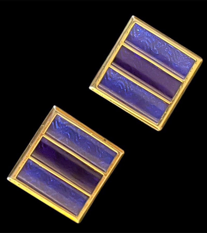 BOUCLES D'OREILLES CLIPS  DE LA MAISON CHRISTIAN DIOR  EN MÉTAL DORÉ  ET ÉMAIL ANNÉES 1980-1990-photo-8