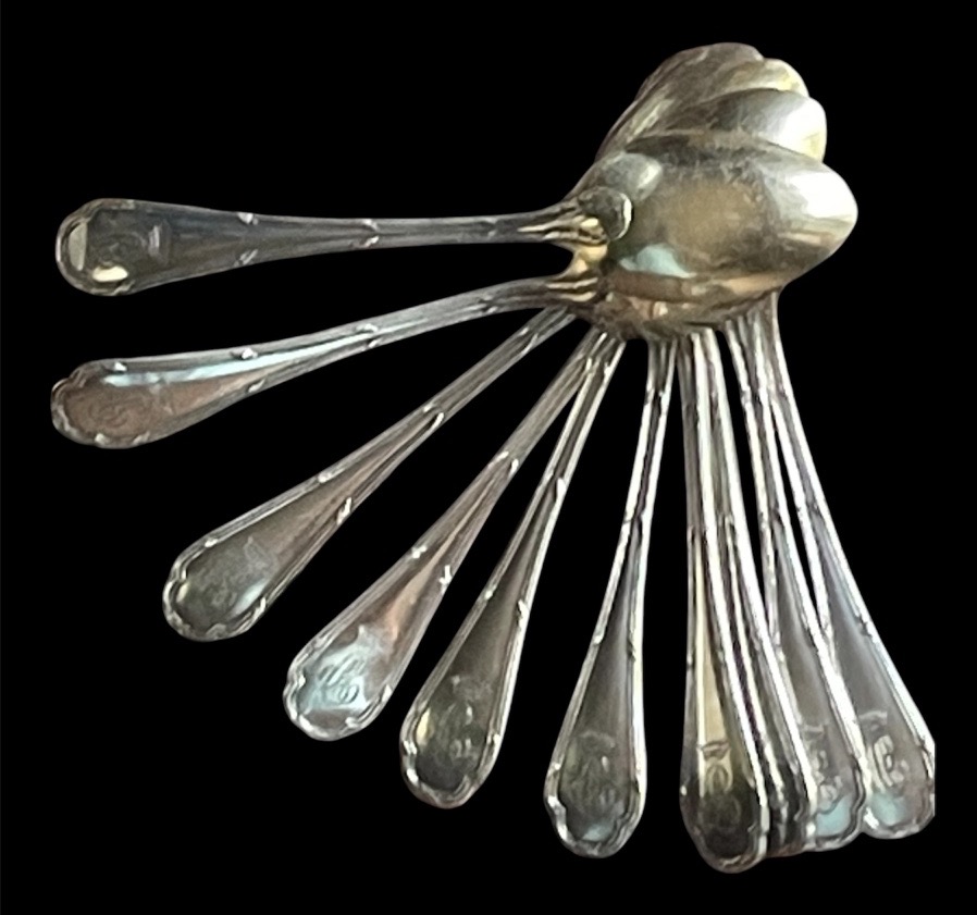 10 Silver-plated Metal Moka Spoons From Ercuis  Trianon Model  Couronne Comtale -photo-3