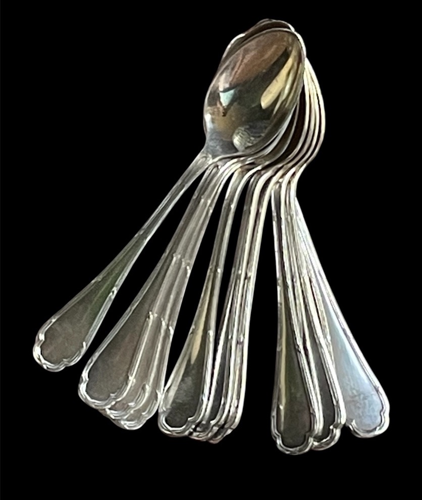 10 Silver-plated Metal Moka Spoons From Ercuis  Trianon Model  Couronne Comtale -photo-8